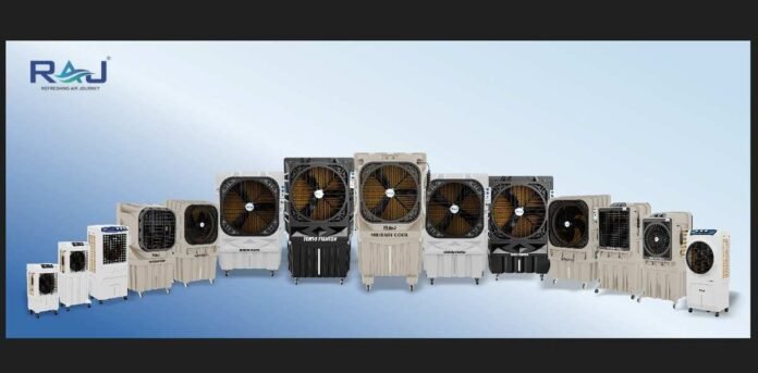 Raj Cooling Systems, Aakar Exhibition 2025, Air Coolers, New Product Launch, Cooling Solutions, Tent Coolers, Commercial Coolers, Domestic Coolers, BLDC Fans, India Expo Mart, Greater Noida, Air Cooling Industry, HVAC, Energy Efficient Coolers, Innovative Cooling, Kalpesh Ramoliya,